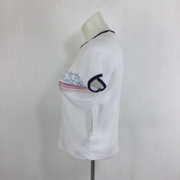 Roxy Americana Stars and Stripes Short Sleeve T-Shirt Top Bright White Small NWT - Picture 4 of 7